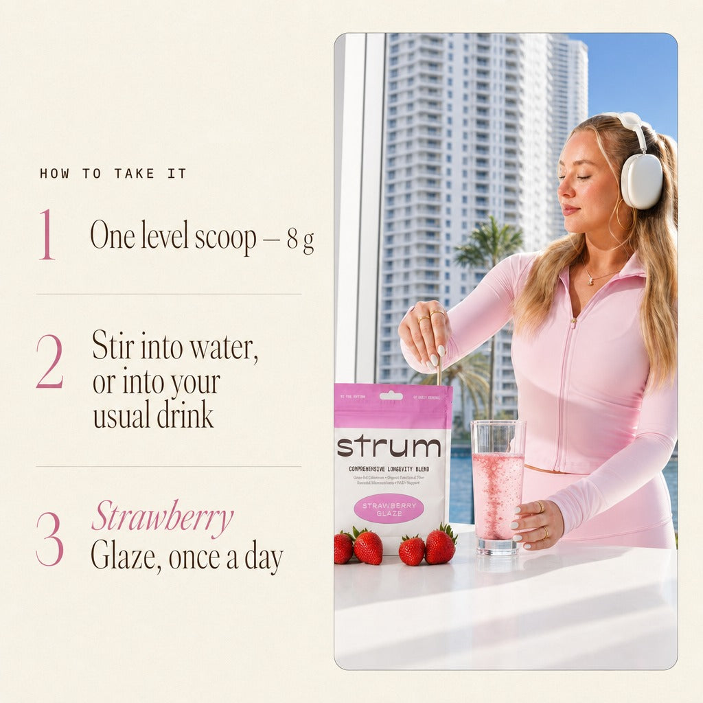 How to take Strum — scoop, mix, drink